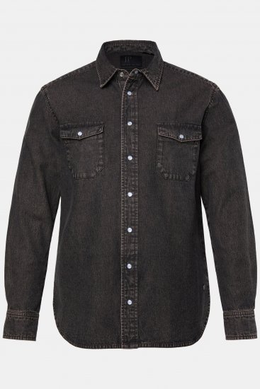 JP1880 Denim Shirt Flexnamic Dark Brown - Camisas - Camisas 2XL-10XL