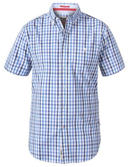 D555 Rowling Blue Gingham Short Sleeve Shirt - Camisas - Camisas 2XL-10XL