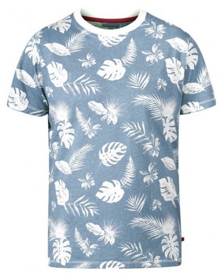D555 Rudd Hawaiian Print Crew Neck T-Shirt Sky Blue - Camisetas - Camisetas - 2XL-14XL
