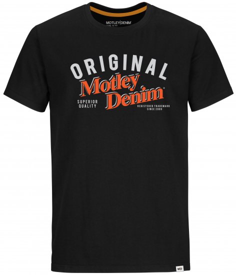 Motley Denim Salford T-shirt Orange on Black - Camisetas - Camisetas - 2XL-14XL