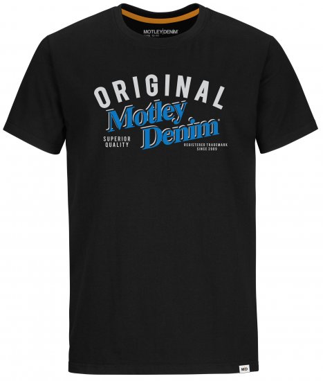 Motley Denim Salford T-shirt Blue on Black - Camisetas - Camisetas - 2XL-14XL