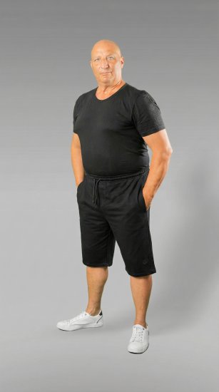 20 Nodi Scirocco Short Leg Sports Pants in Combed Cotton Jersey Black - Pantalones y cortos de chándal - Pantalones y Pantalones cortos de chándal - 2XL-12XL