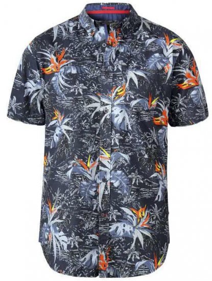 D555 Severn Hawaiian Leaf hort Sleeve Shirt Charcoal - Camisas - Camisas 2XL-10XL