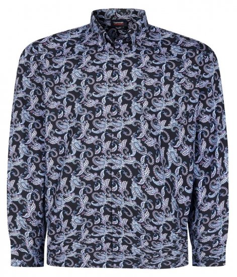 Espionage SH459 Paisley Camisa de manga larga azul marino/print - Camisas - Camisas 2XL-10XL