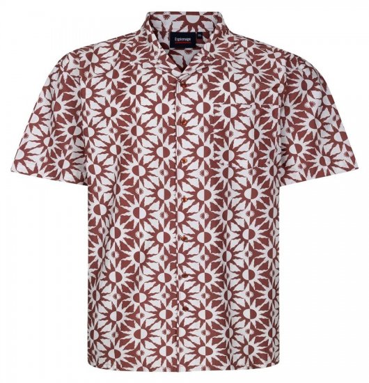 Espionage SH466 Abstract Sun Camisa estampada ecru/rojo - Camisas - Camisas 2XL-10XL