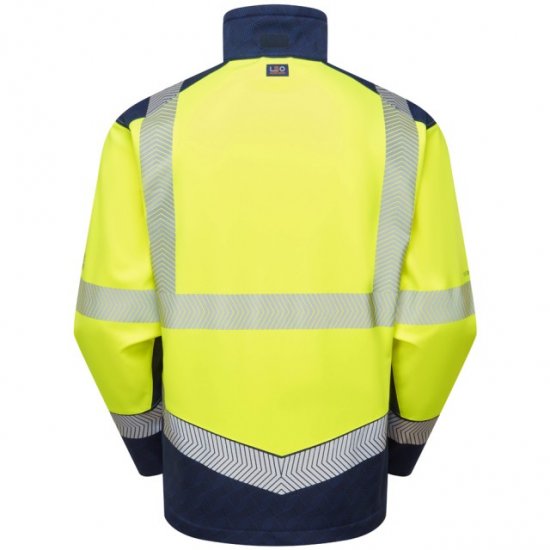 Leo Bowden Ecoviz Softshell Jacket Hi-Vis Yellow/Navy Print - Ropa de trabajo - Ropa de trabajo 3XL-6XL