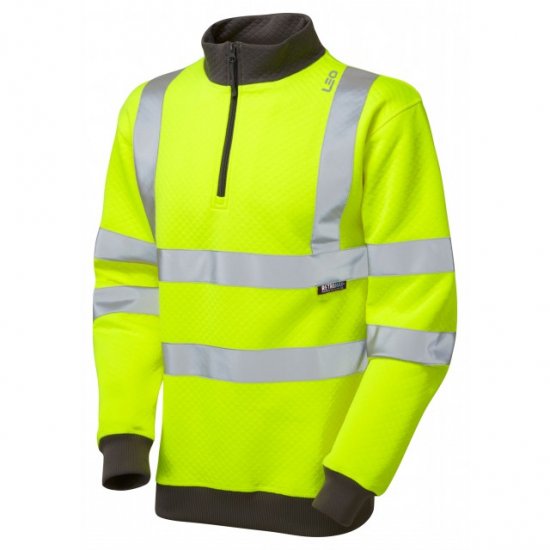 Leo Brynsworthy Ecoviz 1/4 Zip Sweatshirt Hi-Vis Yellow - Ropa de trabajo - Ropa de trabajo 3XL-6XL