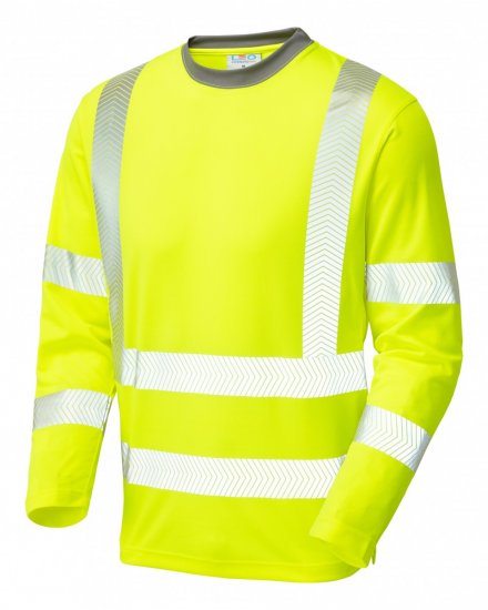 Leo Capstone Coolviz Plus Long Sleeve T-shirt Hi-Vis Yellow - Ropa de trabajo - Ropa de trabajo 3XL-6XL