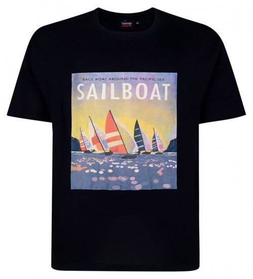 Espionage T459 Sailboat Camiseta estampada azul marino - Camisetas - Camisetas - 2XL-14XL