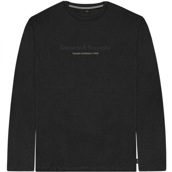 Double Outfitters TS-9173 Long Sleeve T-Shirt Embossed Black - Camisetas - Camisetas - 2XL-14XL