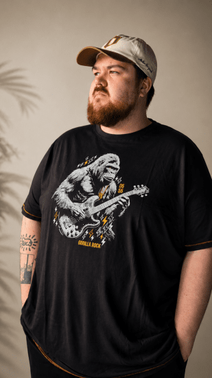 D555 Macfarlan Camiseta con Estampado de Gorila Negra - Todos prendas - Ropa tallas grandes hombre