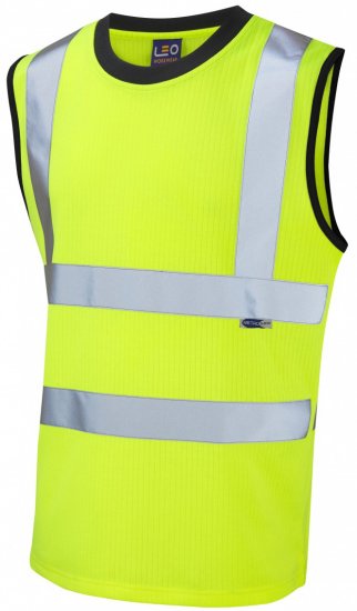 Leo Ashford Comfort Sleeveless T-shirt Hi-Vis Yellow - Ropa de trabajo - Ropa de trabajo 3XL-6XL