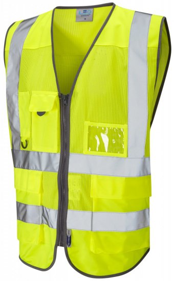 Leo Cobbaton Coolviz Superior Waistcoat Hi-Vis Yellow - Ropa de trabajo - Ropa de trabajo 3XL-6XL