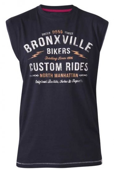 D555 Wrexham Bronxville Biker Printed Sleeveless T-Shirt Navy - Camisetas - Camisetas - 2XL-14XL