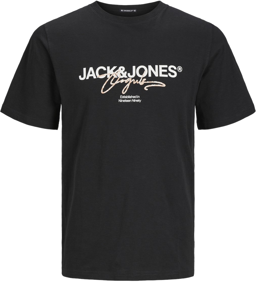Camiseta Básica JACK & JONES Para Hombre - Algodón Puro, Manga Corta, Cuello Redondo - Estampado De Marca Grande